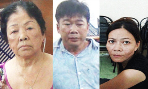 Bà Miết (bìa trái) cùng 2 đồng phạm