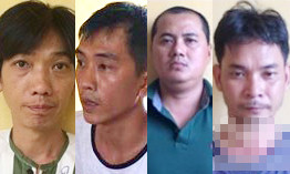 Các đối tượng tham gia đá gà bị công an tạm giữ - Ảnh: Thiên Long