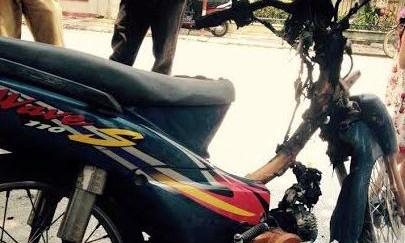 Chiếc xe sau khi bị đốt tại hiện trường