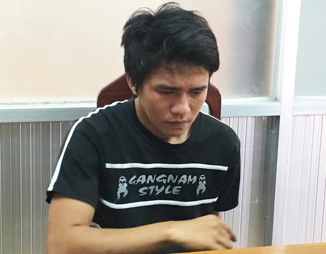 Nguyễn Thành Lợi tại cơ quan điều tra. Ảnh: H.Lê