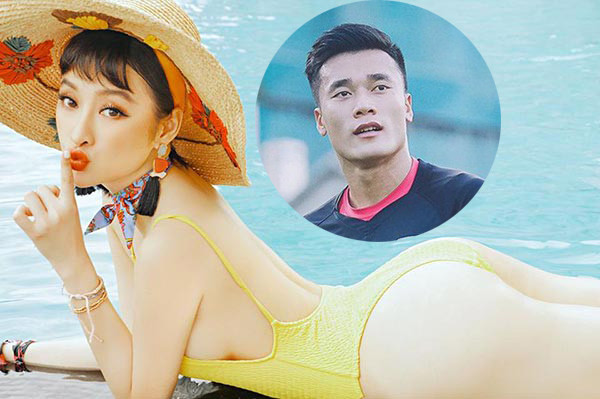 Angela Phương Trinh liên tục "thả thính" thủ môn Bùi Tiến Dũng.