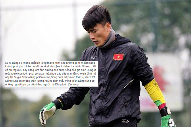 Thủ môn Bùi Tiến Dũng viết "tâm thư" trước áp lực dư luận.