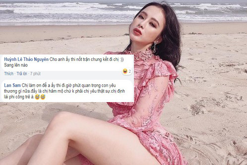 Người hâm mộ phẫn nộ khi Angela Phương Trinh liên tục "thả thính" thủ môn Tiến Dũng. 