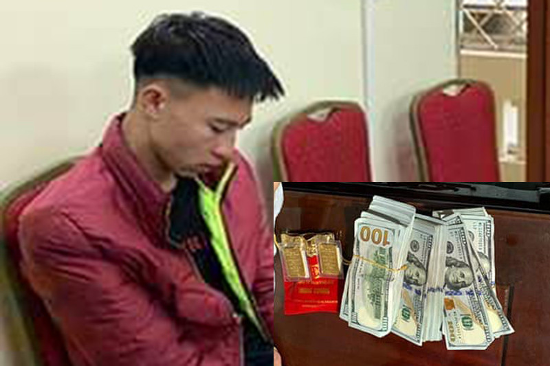 Đối tượng Vũ và tang vật vụ án. Ảnh cơ quan công an cung cấp