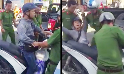 Thanh niên giả vờ ngất xỉu khi bị công an giữ xe.