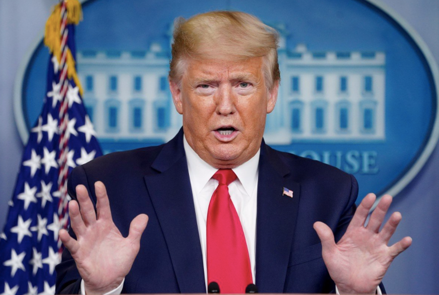 Tổng thống Mỹ Donald Trump tại cuộc họp báo ngày 8/4. (Ảnh: Reuters)