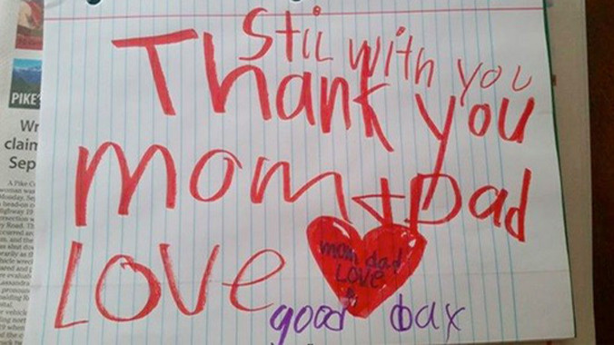 Lá thư yêu thương mà Leland để lại cho bố mẹ mình.