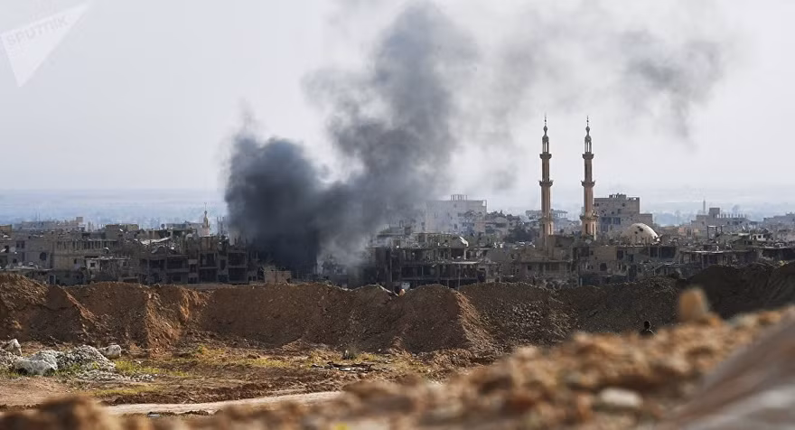 Các vị trí của IS gần Deir ez-Zor bị đánh bom. Ảnh: Sputnik