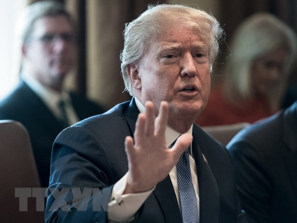 Tổng thống Mỹ Donald Trump tại cuộc họp nội các ở Washington, DC ngày 9/4. Nguồn: AFP/TTXVN.