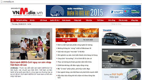 Giao diện báo điện tử VnMedia.