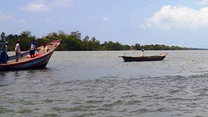 Đoạn sông Cổ Chiên qua xã Long Hòa, nơi xảy ra tai nạn.