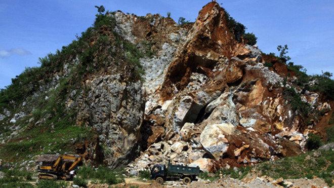 Hiện trường vụ sạt lở mỏ đá Đồng Giác. Ảnh: CTV
