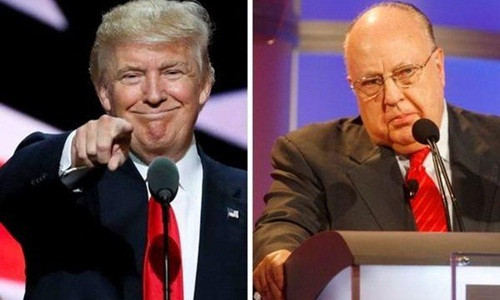 Ứng viên đảng Cộng hòa Donald Trump (trái) và cựu chủ tịch Fox News Roger Ailes. Ảnh: Reuters.