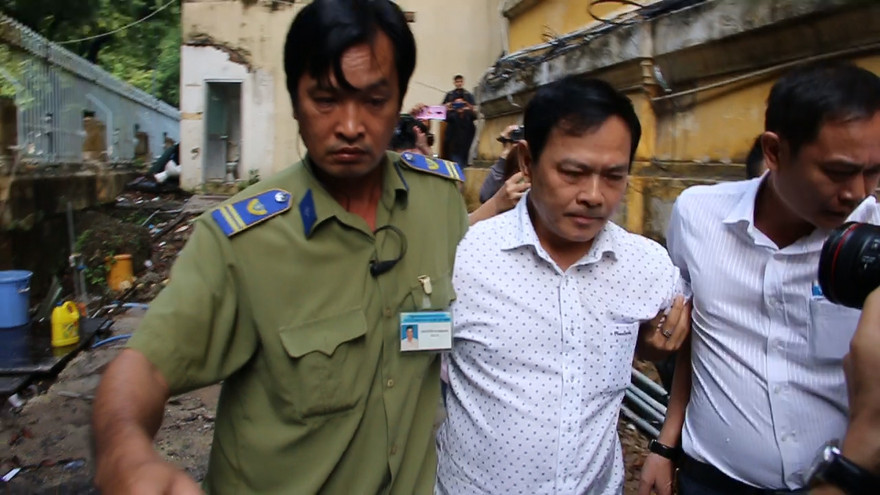 Ông Nguyễn Hữu Linh tại tòa sáng nay. Ảnh: Tân Châu