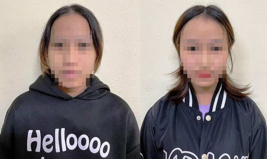 Bé gái P.T.K.O và thiếu nữ đồng phạm T.T.K.N . Ảnh: H.H