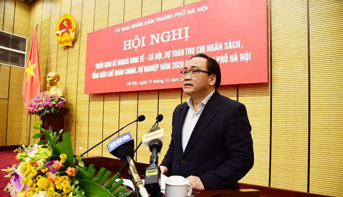 Bí thư Thành ủy Hoàng Trung Hải phát biểu tại hội nghị. Ảnh: KTĐT