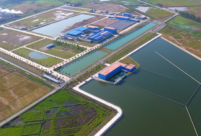 Hồ lắng nhà máy nước Sông Đuống - Ảnh: Hoàng Mạnh Thắng