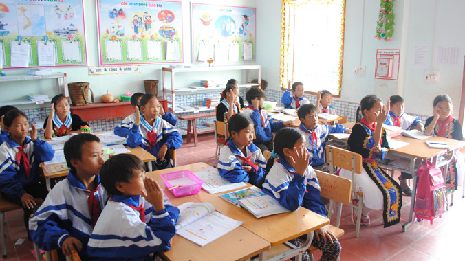 Cảnh học tập ở lớp 5A Trường Tiểu học Nậm Cắn 1