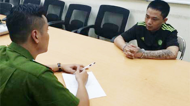 Đối tượng Nguyễn Hữu Dũng, tại cơ quan CSĐT Công an quận Hoàng Mai