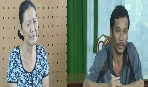 Bà Ly và ông Can tại cơ quan công an