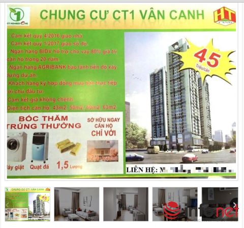 Một rao bán căn hộ chung cư khá mập mờ, "45 triệu/căn" khiến nhiều người giật mình. Ảnh chụp màn hình website đăng tin rao bán