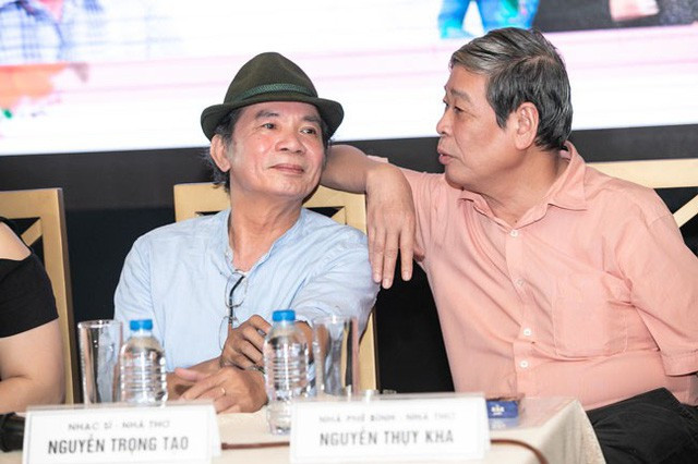 Nguyễn Trọng Tạo và Nguyễn Thụy Kha trong buổi gặp gỡ chuẩn bị đêm nhạc Khúc hát song quê năm 2018