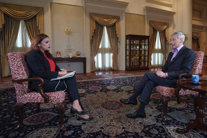 Thủ tướng Singapore Lý Hiển Long trong cuộc trả lời phỏng vấn BBC. (Ảnh: BBC)