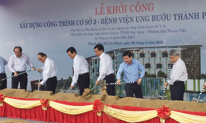 Khởi công công trình cơ sở 2 Bệnh viện Ung bướu thành phố sáng 26/6.