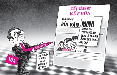 Nhầm tên chồng trong đăng ký kết hôn suốt 12 năm