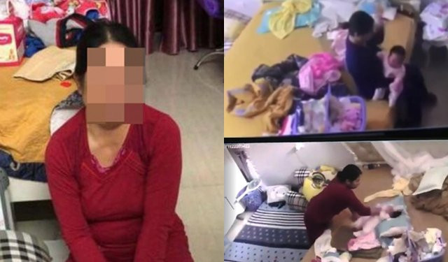 Người giúp việc và hình ảnh bé gái bị bạo hành được cắt từ clip