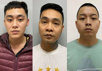 Nhóm thanh niên bị bắt giữ. Ảnh: L.N