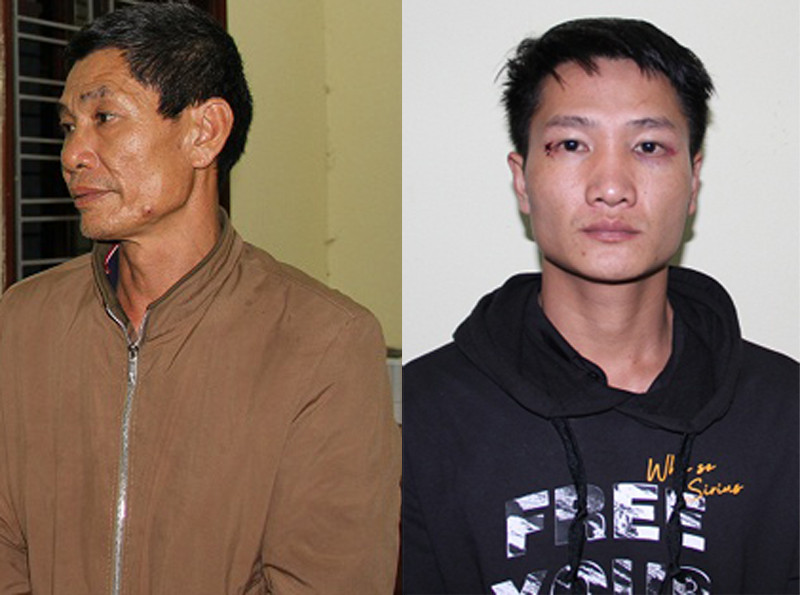 Hai đối tượng Thanh, Trường tại cơ quan công an. Ảnh: Công an tỉnh Hưng Yên