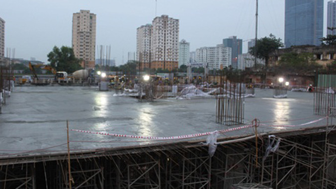 Phần móng của dự án Home City. Ảnh: Châu Anh/VTC News.