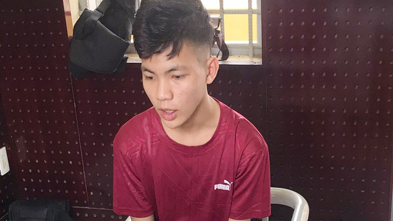 Võ Văn Anh tại cơ quan điều tra. Ảnh: C.A