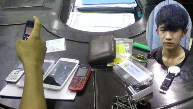 Đối tượng Giàu bị bắt giữ cùng tang vật vụ án. 