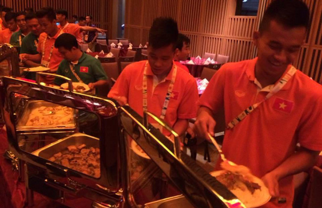 Khu vực phòng ăn do BTC bố trí cho các đội bóng tham dự SEA Games.