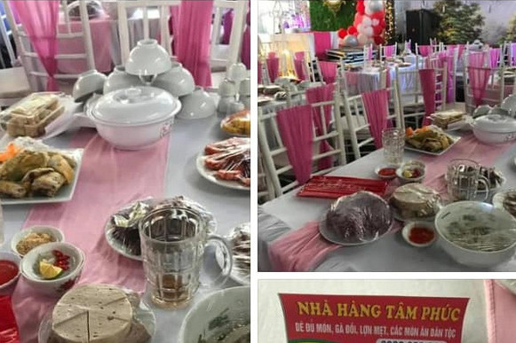 Cỗ bàn đã bày ra theo yêu cầu của khách nhưng không có ai đến dự