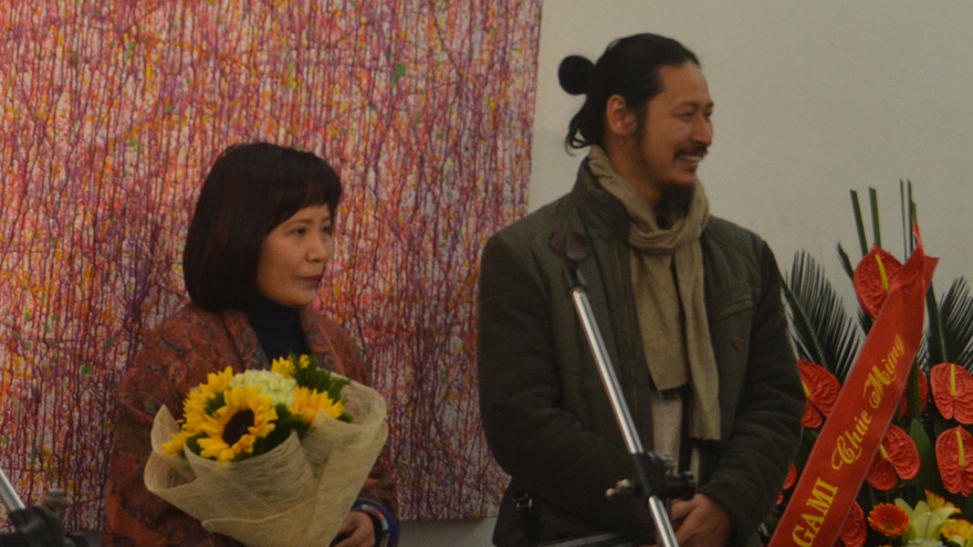 Họa sĩ Thái Tĩnh cùng vợ là nhà thơ Đinh Hoàng Anh.