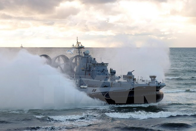 Tàu đổ bộ của hải quân Nga trong một cuộc tập trận. (Nguồn: AFP/TTXVN)