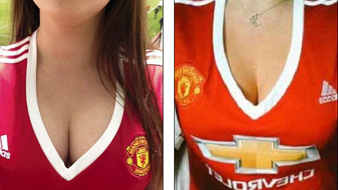 Áo đấu nữ của M.U có cổ được khoét rất sâu và rộng.
