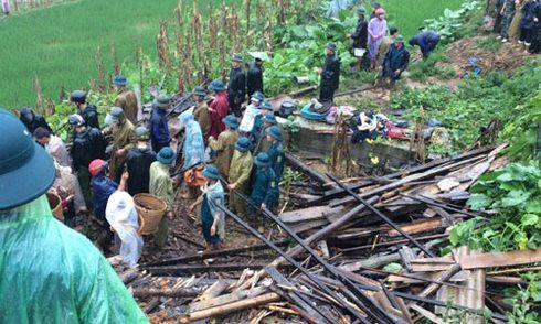 Hiện trường vụ sạt lở khiến 3 người thiệt mạng. Ảnh: Báo Cao Bằng.