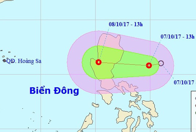 Áp thấp nhiệt đới giật cấp 8 vào biển Đông