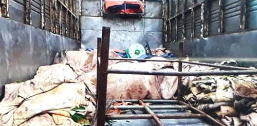 3,4 tấn mỡ động vật và da trâu bò.