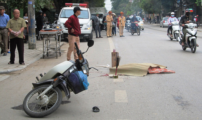 Hiện trường vụ tai nạn. Ảnh: Phạm Nhài.