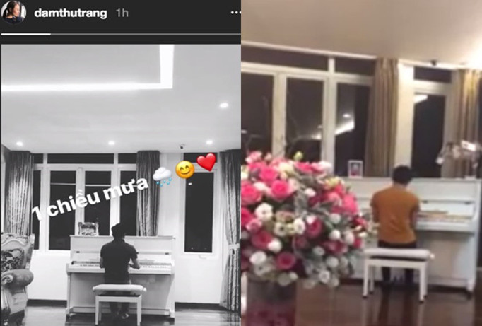 Nội thất căn hộ trong clip của Đàm Thu Trang trùng khớp với hình ảnh Cường Đô La quay clip chơi đàn tặng Hồ Ngọc Hà hồi năm 2014.