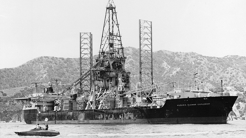 Con tàu Hughes Glomar Explorer mà Mỹ chế tạo để vớt chiếc tàu ngầm đắm của Nga. (Ảnh: Getty Images)