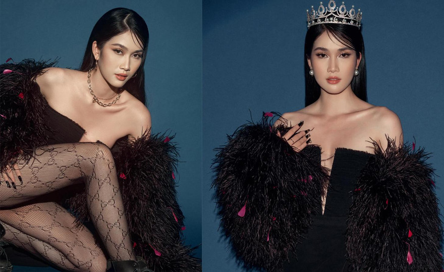 Á hậu Phương Anh phá cách với váy lông vũ xẻ ngực gợi cảm