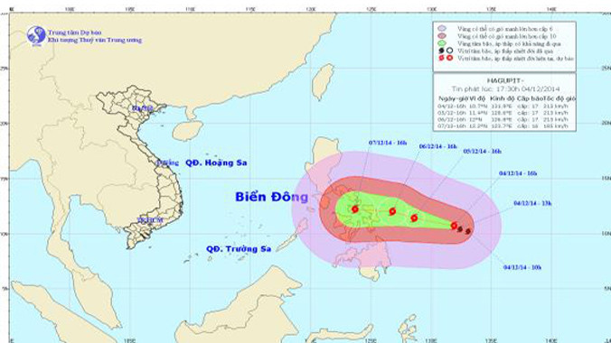 Vị trí và đường đi của cơn bão. Ảnh: KTTVTƯ.