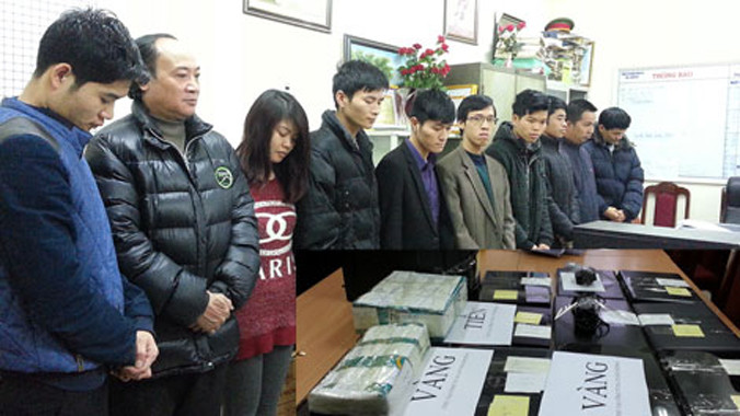 Các đối tượng liên quan trong vụ sàn vàng IG và tang vật.