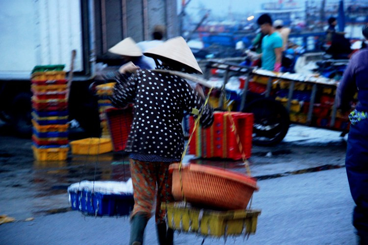 Chùm ảnh: Chợ lao động nơi bến cá ngày cận Tết